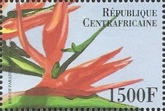 Stamp, Bird of paradise, Central African Republic,  , Flowers, Plants (Flora)