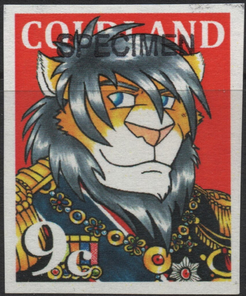 Arctic Lion with red background, opt "SPECIMEN"