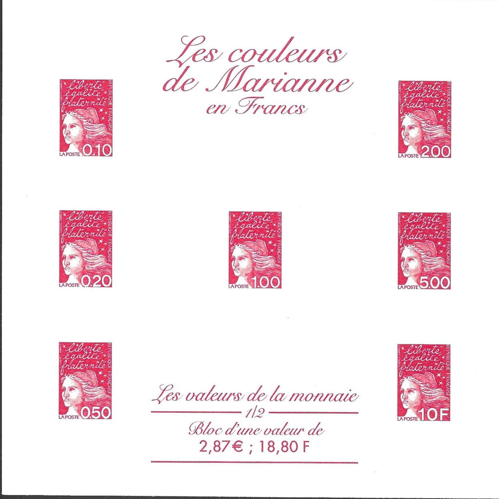 Colours of Marianne in Francs 1/2 - Red