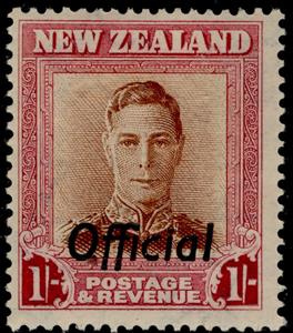 Stamp, King George VI 1/- (overprint), New Zealand,  , Famous People, Heads of State, Kings, Men, Royalty