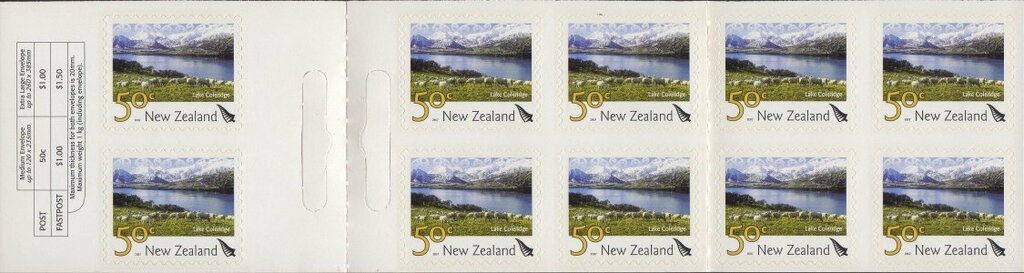 Booklet Pane, Lake Coleridge, Canterbury booklet pane, New Zealand,  