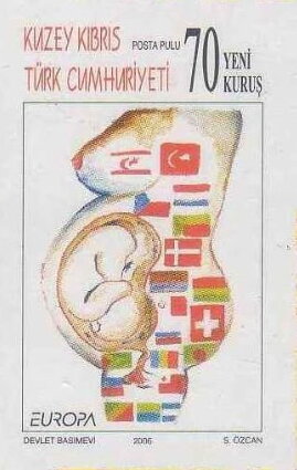 Stamp, Europa (C.E.P.T.) 2006 - Integration, Northern Cyprus,  , Antiracism, C.E.P.T. / Europe, Flags, Immigrants, Women