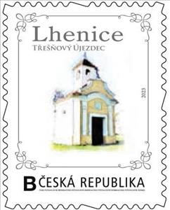 Stamp, Lhenice. Třešňový Újezdec, Personalized and Private Mail Stamps,  , Churches - Cathedrals - Basilicas - Chapels, Townscapes / City Views