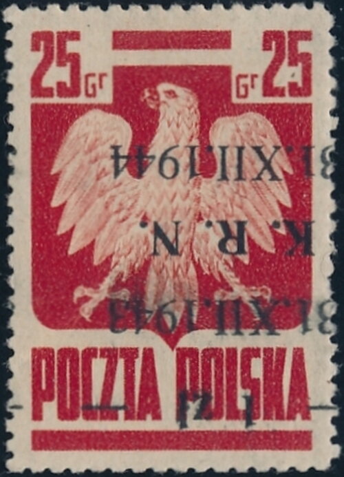 Polish Eagle surcharged in black K.R.N