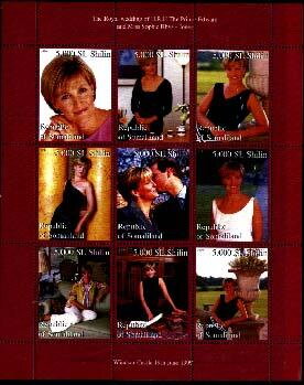 Mini Sheet, Diana, Somaliland,  , Famous People