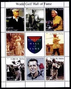 Mini Sheet, World Golf Hall of Fame, Somaliland,  , Famous People, Golf