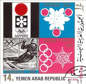 Stamp, Olympic Jump Hill Sapporo, Yemen, Arab Republic,  , Flags, Olympic Games, Skiing, Sports