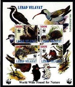 Mini Sheet, Wwf, Turkmenistan,  , Animals (Fauna), Birds, Birds of Prey, WWF