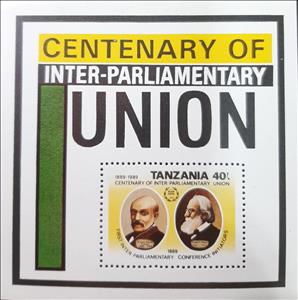 Souvenir Sheet, William R.Cremer and Frédéric Passy, Tanzania,  , Parliaments