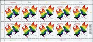 Full Pane, A greetings card for love of all kinds, Slovenia,  , Birds, Hearts, Love