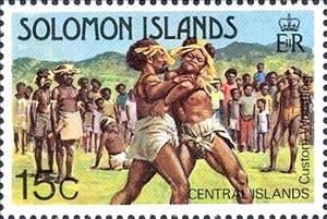 Stamp, Custom Wrestling, Solomon Islands,  , Christmas, Customs, Folklore, Wrestling