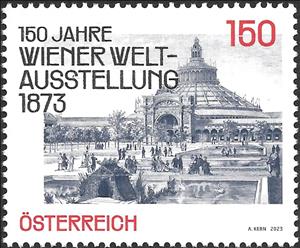 Stamp, 150th Anniversary of the Vienna World Exhibition, Austria,  , Anniversaries and Jubilees, Buildings, Exhibition Buildings, World Exhibitions