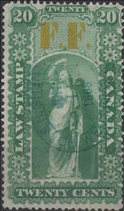 Stamp, Law Stamp Key Type, overprinted FF, Canada,  