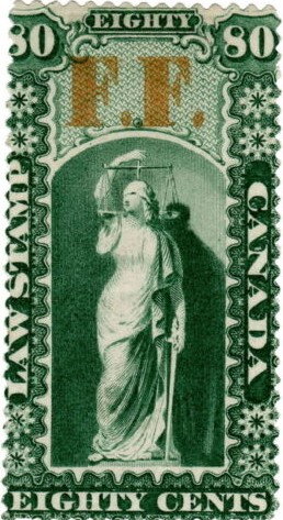 Stamp, Law Stamp Key Type, overprinted FF, Canada,  