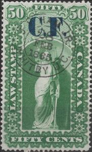Stamp, Law Stamp overprinted C.F., Canada,  