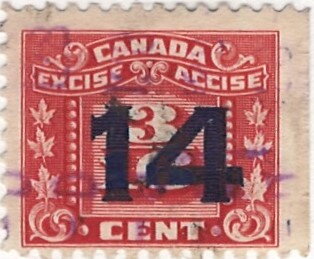 Stamp, Numeral with three maple leaves on each side, Canada,  , Leaves, Numbers, Plants (Flora)