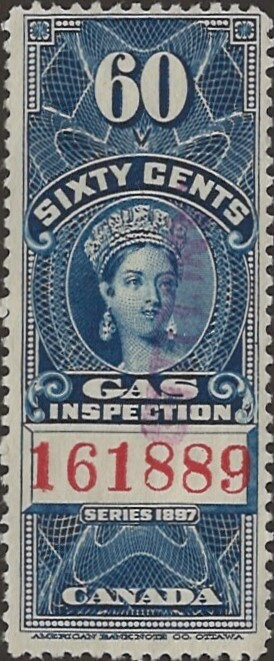 Stamp, Queen Victoria Gas Inspection, Canada,  , Numbers, Queens