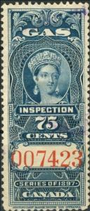 Stamp, Queen Victoria Gas Inspection, Canada,  , Numbers, Queens
