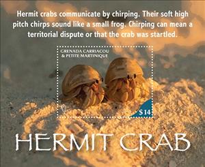 Souvenir Sheet, Hermit Crab, Grenada Carriacou & Petite Martinique,  , Animals (Fauna), Crabs