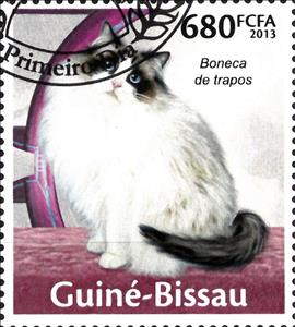 Stamp, Boneca de trapos, Guinea-Bissau,  , Animals (Fauna), Cats, Mammals