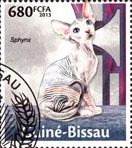 Stamp, Sphynx, Guinea-Bissau,  , Animals (Fauna), Cats, Mammals