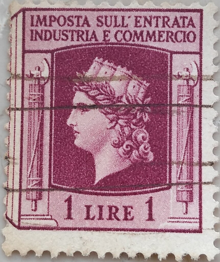 Industria e commercio with fasces (Turreted Italy)