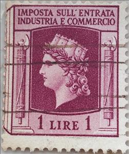 Stamp, Industria e commercio with fasces (Turreted Italy), Italy,  , Headgear, Industry