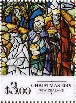 Stamp, Wise men, New Zealand,  , Christmas, Stained-glass, Windows