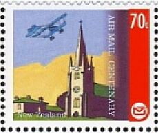 Stamp, New Zealand Airmail Flight Centenary - Timaru Philatelic Soc, New Zealand,  , Aircraft, Anniversaries and Jubilees, Art, Churches - Cathedrals - Basilicas - Chapels, Paintings