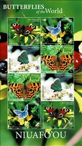 Full Pane, Butterflies of the World, Niuafo'ou,  , Animals (Fauna), Butterflies, Flowers, Insects