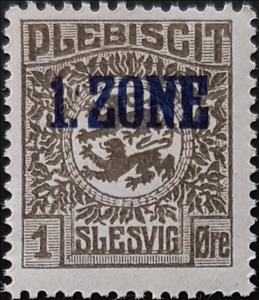 Stamp, Coat of Arms with colored inscriptions, Schleswig Plebiscite,  , Coats of Arms, Heraldic Animals, Лев, Stylized Animals