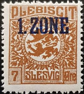 Stamp, Coat of Arms with colored inscriptions, Schleswig Plebiscite,  , Coats of Arms, Heraldic Animals, Лев, Stylized Animals