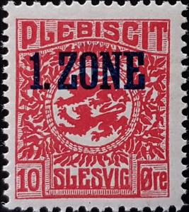 Stamp, Coat of Arms with colored inscriptions, Schleswig Plebiscite,  , Coats of Arms, Heraldic Animals, Лев, Stylized Animals