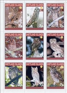 Mini Sheet, Owls, Scotland, Shetland Islands Stamps,  , Animals (Fauna), Birds, Owls