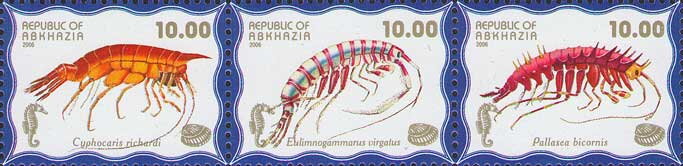 Se-tenant, Sea Life (4th Issue), Abkhazia,  , Animals (Fauna), Crustaceans, Sea Life