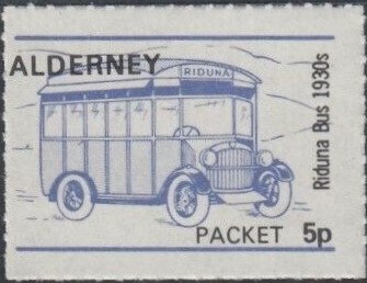 Stamp, Transport, Ribuna Bus 1930's, Alderney,  , Buses, Public Transport, Transport