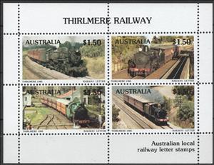 Mini Sheet, Thirlmere Railway Stamps 1985, Australia,  , Locomotives, Railways, Steam Traction