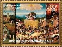 Stamp, Hieronymus Bosch, Central African Republic,  , Famous People, Painters, Paintings