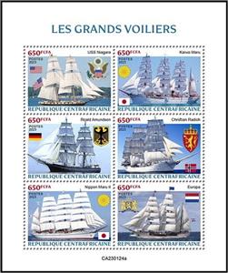 Mini Sheet, Tall Ships, Central African Republic,  , Sailing Ships