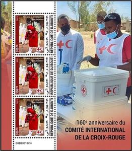 Mini Sheet, Prevent the Spread of Disease, Djibouti,  , Anniversaries and Jubilees, Red Cross and Red Crescent