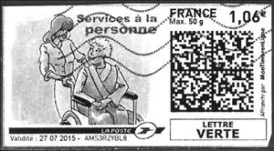 Stamp, Care Assistants. Services a la Personne, France,  , Disabled, Healthcare, Old Age