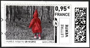 Stamp, Child in Red Raincoat. Little Red Riding Hood in the woods, France,  , Children, Forests