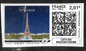 Stamp, France: Eiffel tower on a Starry Night, France,  , Towers, Townscapes / City Views