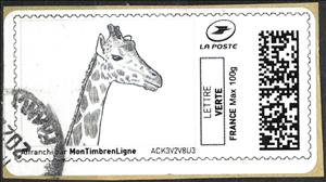 Stamp, Giraffe, France,  , Animals (Fauna), Giraffes, Mammals