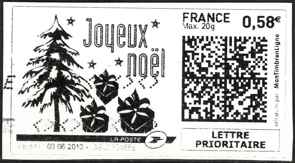Joyous Christmas/Joyeux Noel. Chritsmas tree and presents