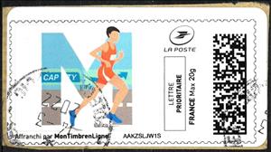 Stamp, Letter M Marathon, France,  , Athletics, Letters (Alphabet), Sports