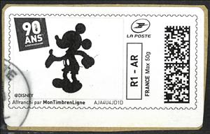 Stamp, Mickey in silhouette 1, France,  , Cartoons, Comics, Disney, film