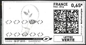 Stamp, Plant in a light bulb in black, France,  , Environment Protection, Lamps and Candles, Plants (Flora)
