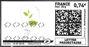 Stamp, Plant in light bulb 5, France,  , Environment Protection, Lamps and Candles