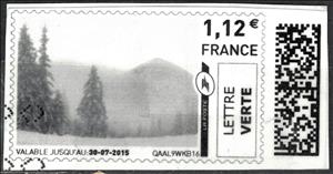 Stamp, Wintry Mountain View, France,  , Landscapes, Mountains, Snow, Trees, Winter